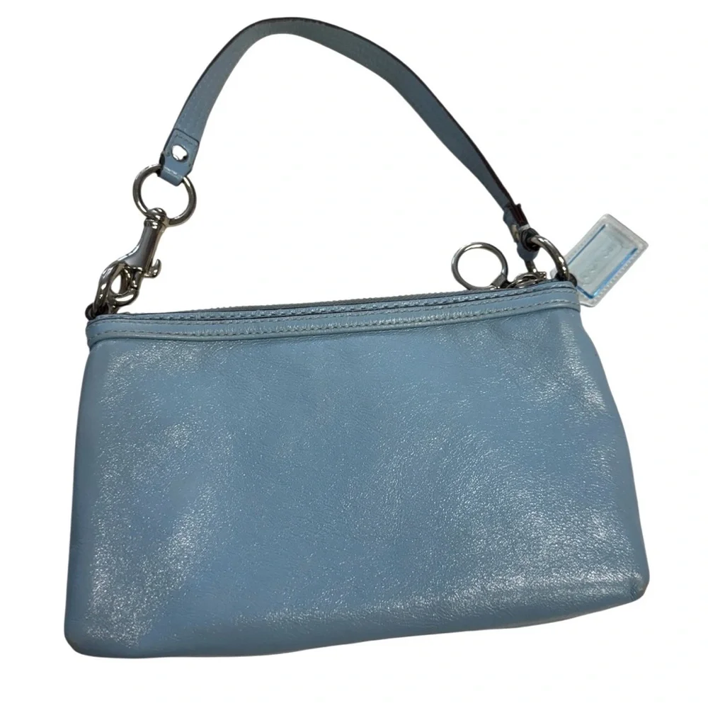 Coach Poppy Vintage Y2K Charming Blue Leather Wristlet